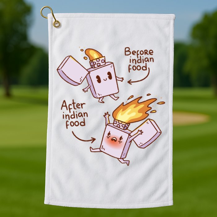 Before And After Indian Food Funny Golf Towel