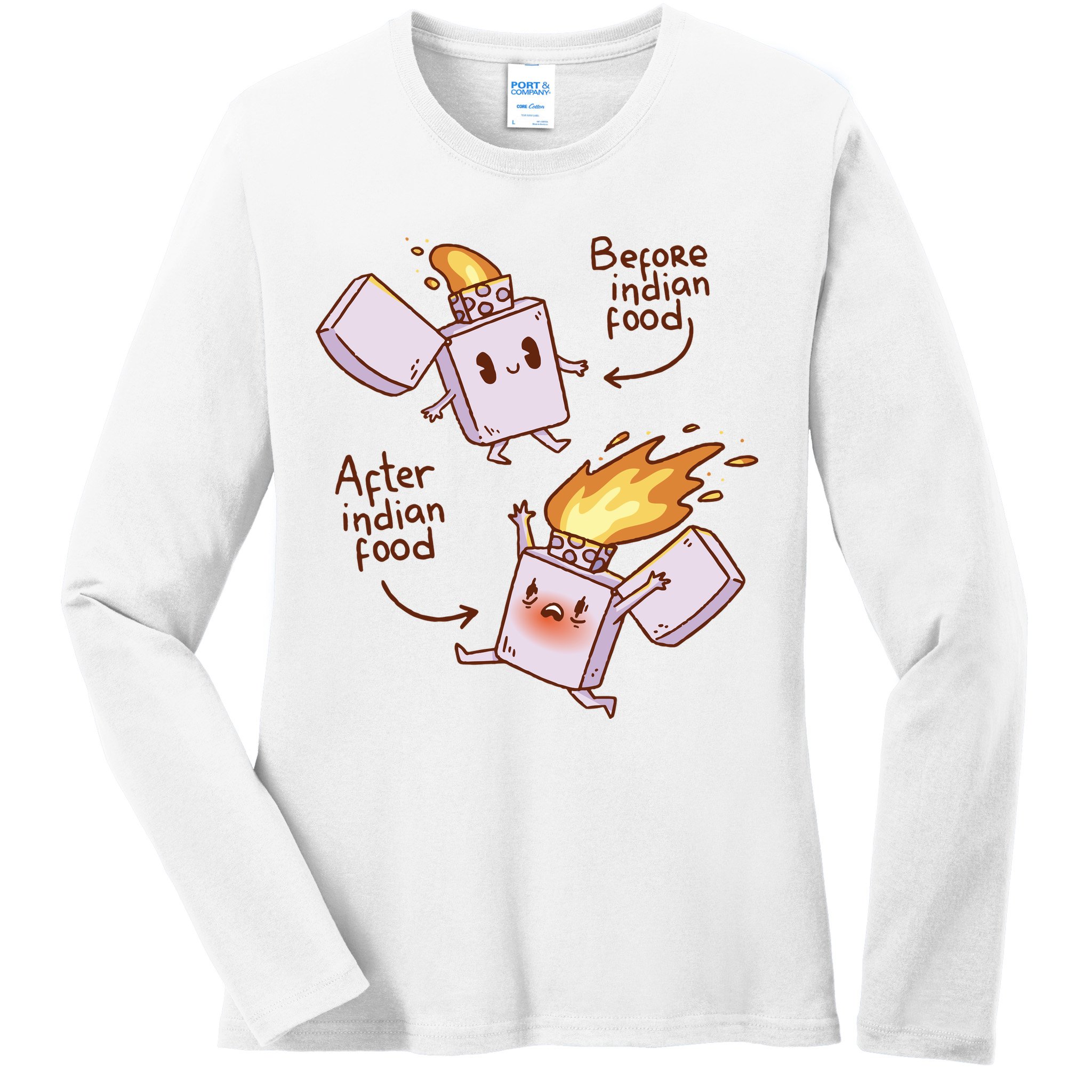 Before And After Indian Food Funny Ladies Long Sleeve Shirt