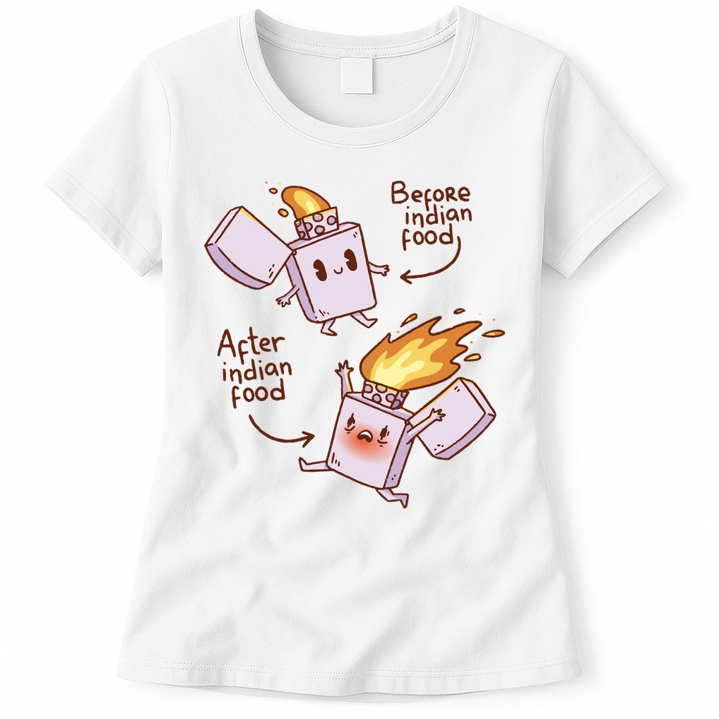 Before And After Indian Food Funny Womens T-Shirt