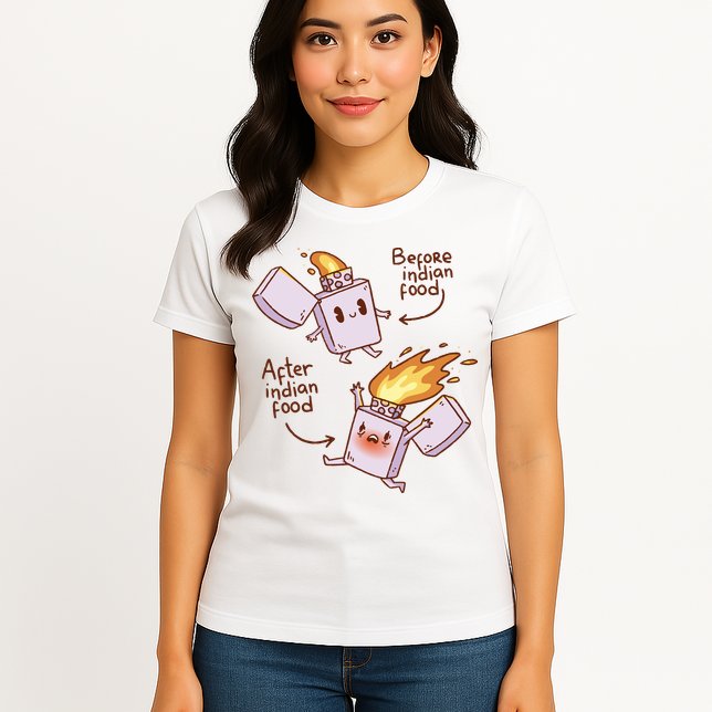 Before And After Indian Food Funny Womens T-Shirt