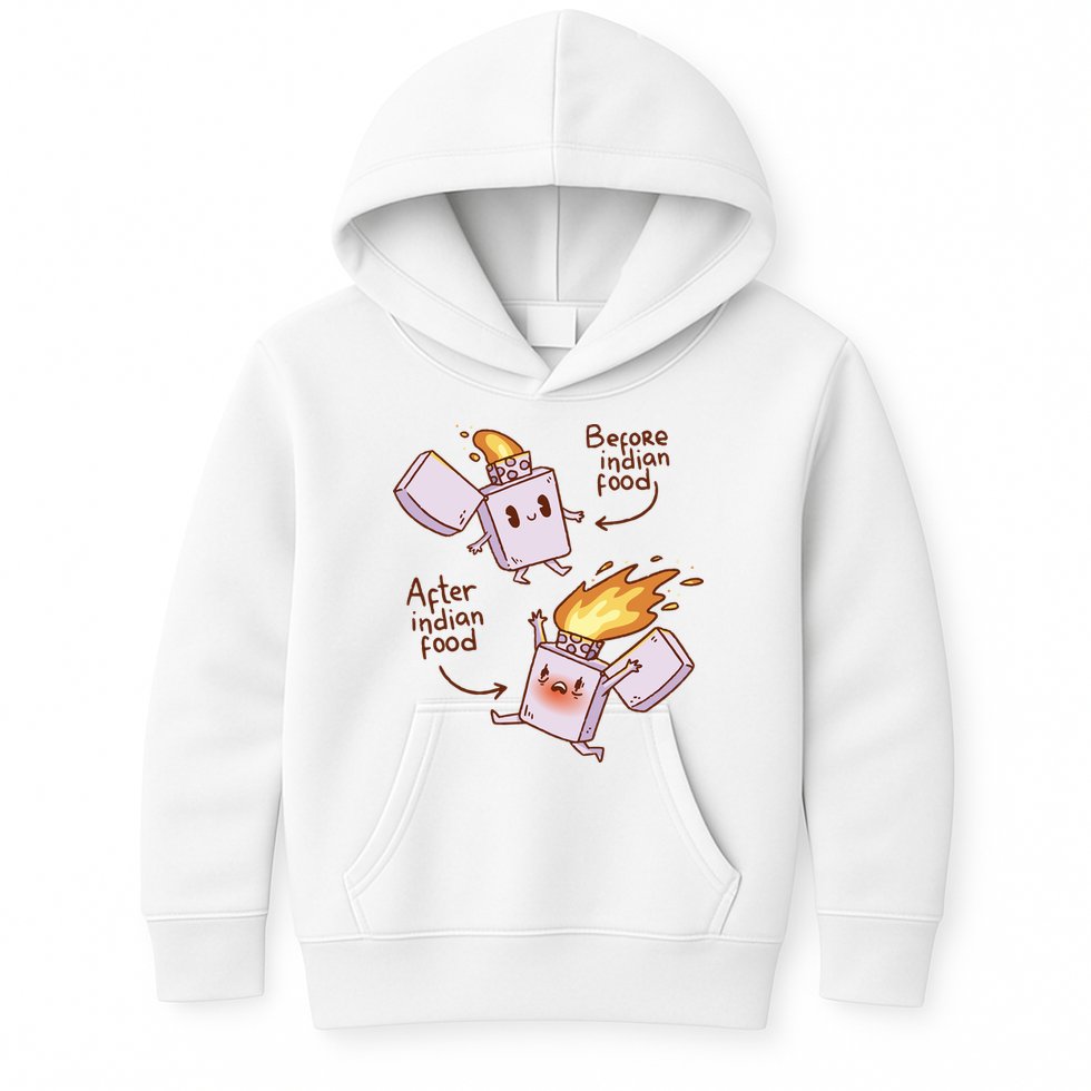 Before And After Indian Food Funny Kids Hoodie