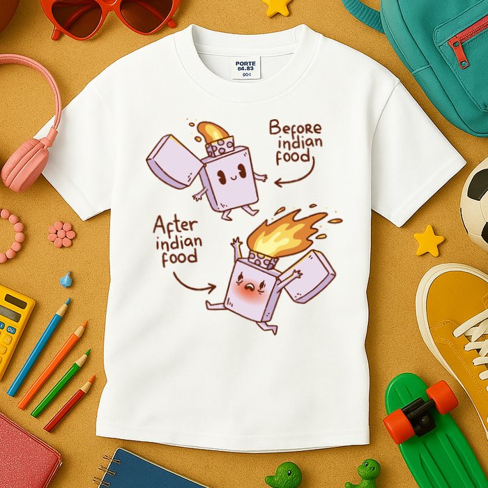 Before And After Indian Food Funny Kids T-Shirt