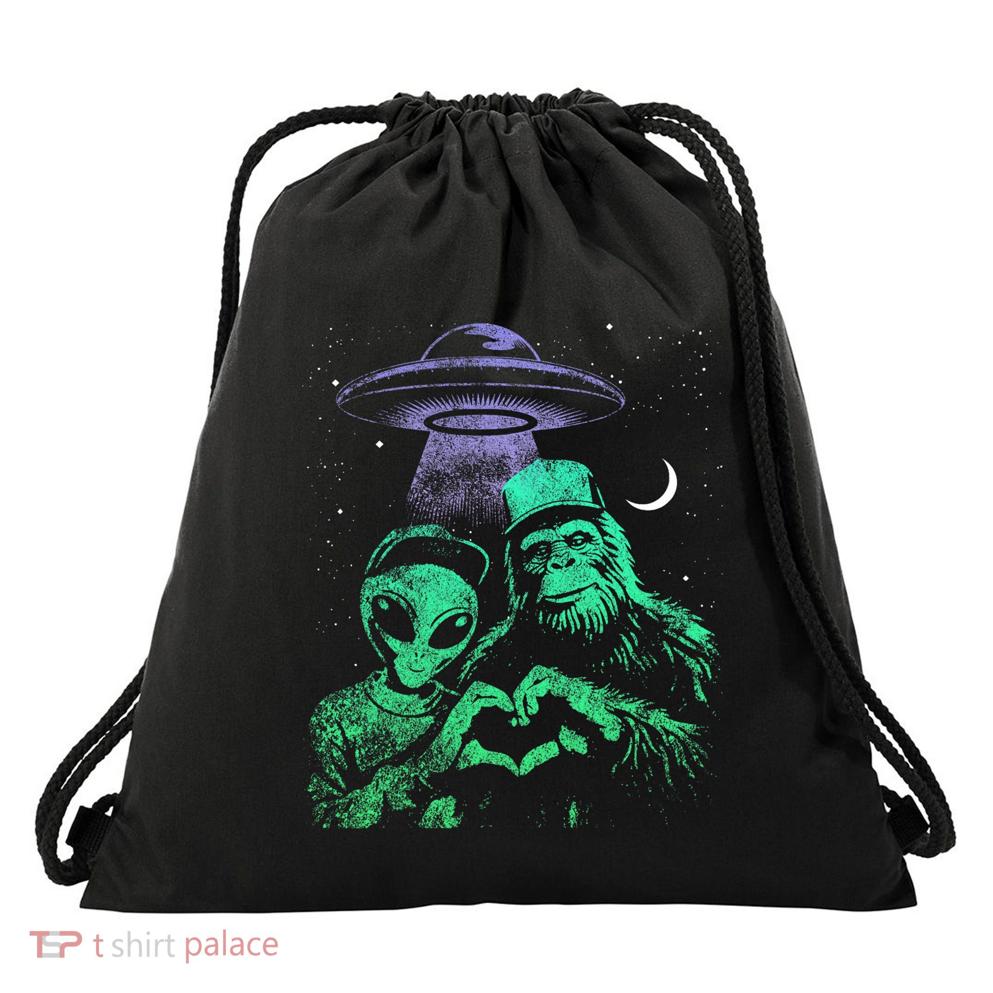 Bigfoot And Alien Drawstring Bag