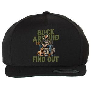 Buck Around And Find Out Funny Trump Camo Hunting Wool Snapback Cap