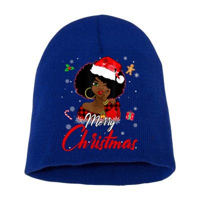 Black African American Melanin Christmas Santa Hat Xmas Cute Gift Short Acrylic Beanie