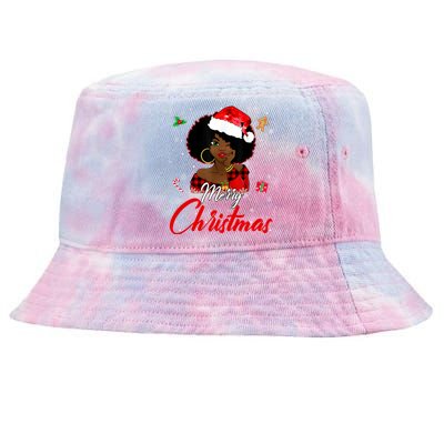 Black African American Melanin Christmas Santa Hat Xmas Cute Gift Tie-Dyed Bucket Hat