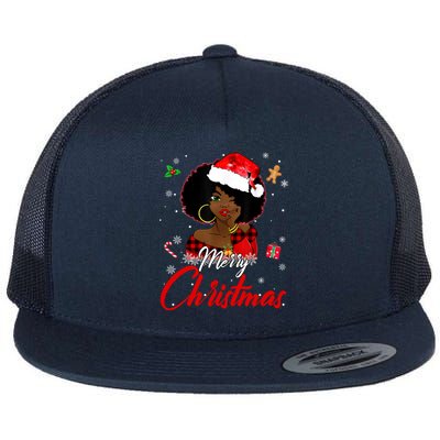 Black African American Melanin Christmas Santa Hat Xmas Cute Gift Flat Bill Trucker Hat