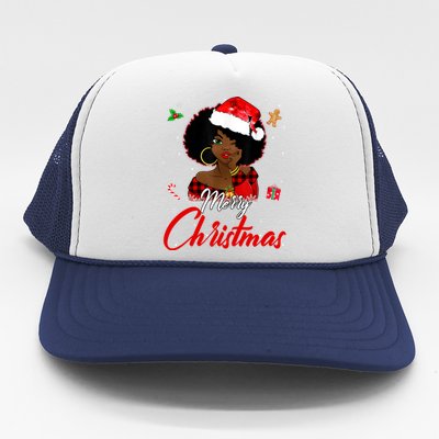 Black African American Melanin Christmas Santa Hat Xmas Cute Gift Trucker Hat