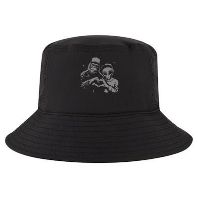 Bigfoot And Alien Sasquatch Love Hand Sign Cool Comfort Performance Bucket Hat