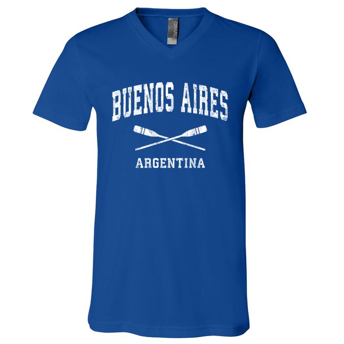 Buenos Aires Argentina Vintage Nautical Paddles Sports Oars Gift V-Neck T-Shirt