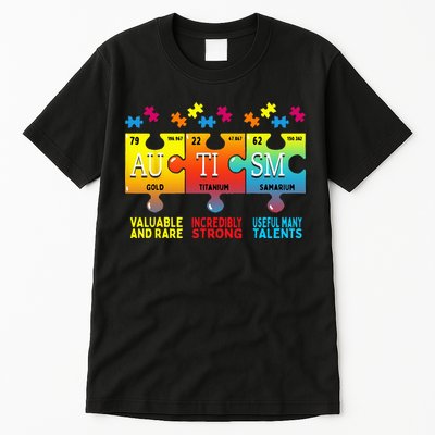 Black Autism Awareness Puzzle Classic Fit Short Sleeve Cotton & Polyester Blend Tall T-Shirt