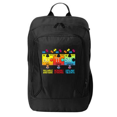 Black Autism Awareness Puzzle Classic Fit Short Sleeve Cotton & Polyester Blend City Backpack
