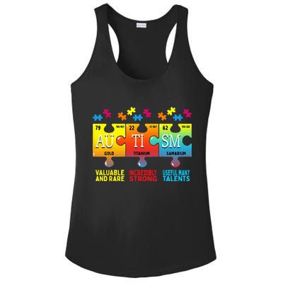Black Autism Awareness Puzzle Classic Fit Short Sleeve Cotton & Polyester Blend Ladies PosiCharge Competitor Racerback Tank