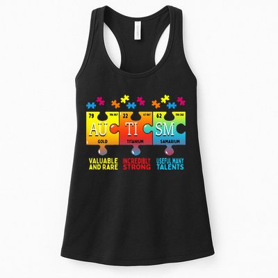 Black Autism Awareness Puzzle Classic Fit Short Sleeve Cotton & Polyester Blend Womens Tank Top