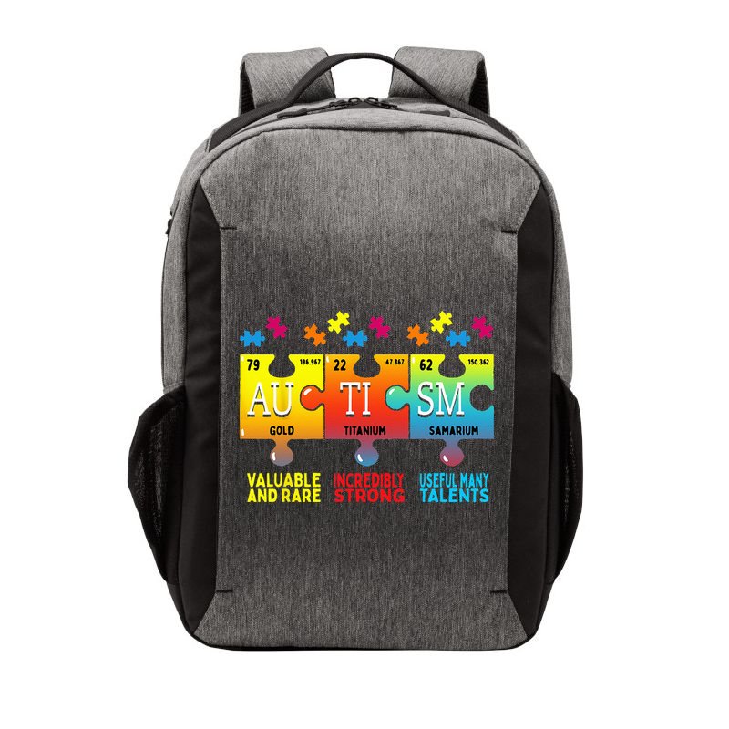 Black Autism Awareness Puzzle Classic Fit Short Sleeve Cotton & Polyester Blend Vector Backpack