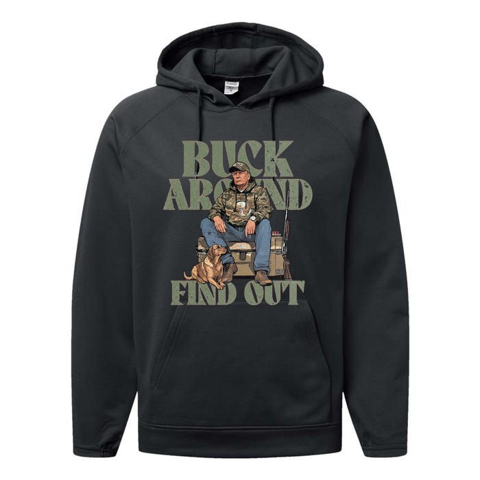 Buck Around And Find Out Trump Camo Hunting Performance Fleece Hoodie