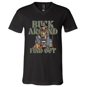 Buck Around And Find Out Trump Camo Hunting V-Neck T-Shirt