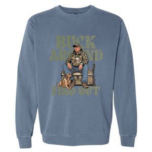 Buck Around And Find Out Trump Camo Hunting Garment-Dyed Sweatshirt