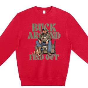 Buck Around And Find Out Trump Camo Hunting Premium Crewneck Sweatshirt