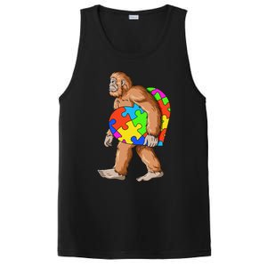 Bigfoot Autism Awareness Heart Puzzle Piece Sasquatch PosiCharge Competitor Tank