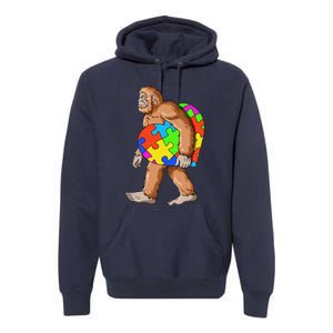 Bigfoot Autism Awareness Heart Puzzle Piece Sasquatch Premium Hoodie