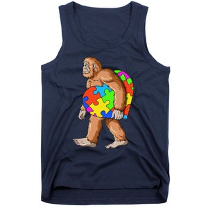 Bigfoot Autism Awareness Heart Puzzle Piece Sasquatch Tank Top