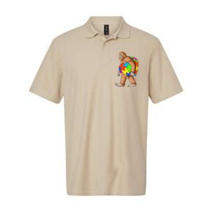 Bigfoot Autism Awareness Heart Puzzle Piece Sasquatch Softstyle Adult Sport Polo