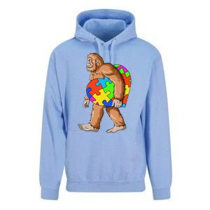 Bigfoot Autism Awareness Heart Puzzle Piece Sasquatch Unisex Surf Hoodie