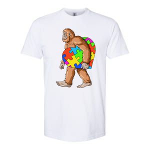 Bigfoot Autism Awareness Heart Puzzle Piece Sasquatch Softstyle CVC T-Shirt