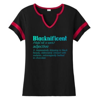 Blacknificent Afro African Pro Black History Gift Ladies Halftime Notch Neck Tee