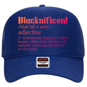 Blacknificent Afro African Pro Black History Gift High Crown Mesh Back Trucker Hat