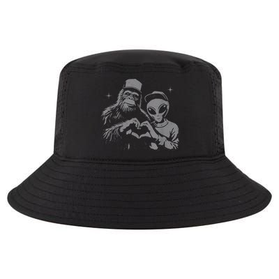 Bigfoot And Alien Sasquatch Love Hand Sign Cool Comfort Performance Bucket Hat