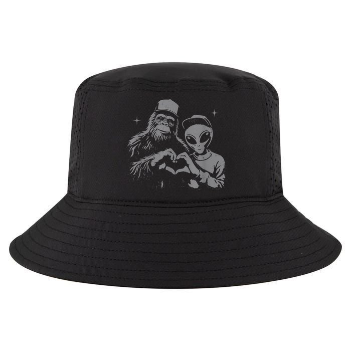 Bigfoot And Alien Sasquatch Love Hand Sign Cool Comfort Performance Bucket Hat