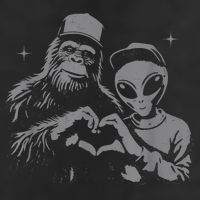 Bigfoot And Alien Sasquatch Love Hand Sign Cool Comfort Performance Bucket Hat