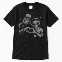 Bigfoot And Alien Sasquatch Love Hand Sign Tall T-Shirt