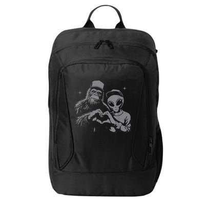 Bigfoot And Alien Sasquatch Love Hand Sign City Backpack
