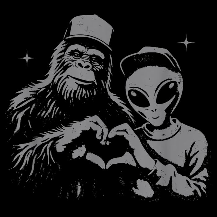 Bigfoot And Alien Sasquatch Love Hand Sign Impact Tech Backpack
