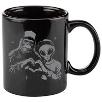 Bigfoot And Alien Sasquatch Love Hand Sign 11oz C Handle Ceramic Mug