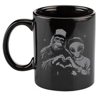 Bigfoot And Alien Sasquatch Love Hand Sign 11oz C Handle Ceramic Mug