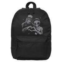 Bigfoot And Alien Sasquatch Love Hand Sign 16 in Basic Backpack