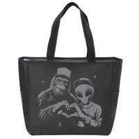 Bigfoot And Alien Sasquatch Love Hand Sign Zip Tote Bag