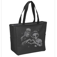Bigfoot And Alien Sasquatch Love Hand Sign Zip Tote Bag