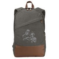 Bigfoot And Alien Sasquatch Love Hand Sign Cotton Canvas Backpack