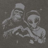 Bigfoot And Alien Sasquatch Love Hand Sign Cotton Canvas Backpack