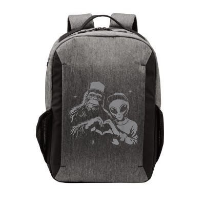 Bigfoot And Alien Sasquatch Love Hand Sign Vector Backpack