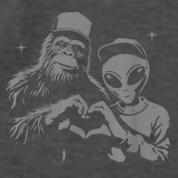 Bigfoot And Alien Sasquatch Love Hand Sign Vector Backpack