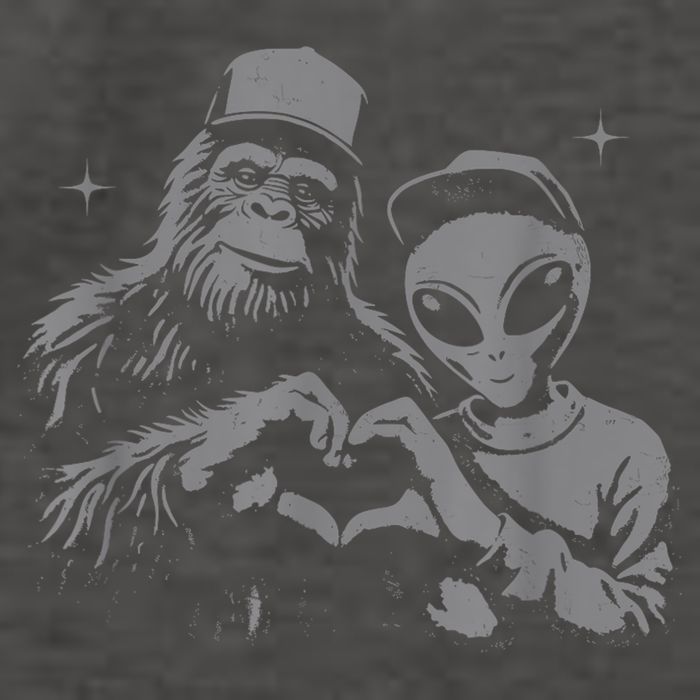 Bigfoot And Alien Sasquatch Love Hand Sign Vector Backpack