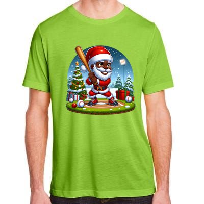 Black African American Santa Claus Baseball Christmas Pjs Gift Adult ChromaSoft Performance T-Shirt