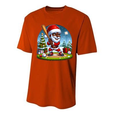 Black African American Santa Claus Baseball Christmas Pjs Gift Performance Sprint T-Shirt