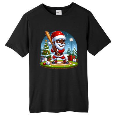 Black African American Santa Claus Baseball Christmas Pjs Gift Tall Fusion ChromaSoft Performance T-Shirt